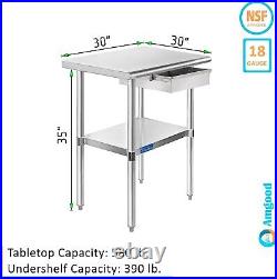 Commercial Stainless Steel Metal Work Table with Drawer