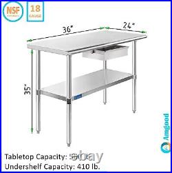 Commercial Stainless Steel Metal Work Table with Drawer