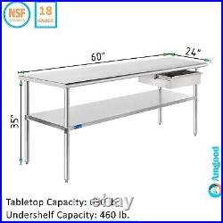 Commercial Stainless Steel Metal Work Table with Drawer