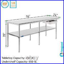 Commercial Stainless Steel Metal Work Table with Drawer