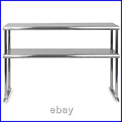 Commercial Stainless Steel Open Base Work Table with 2 Tier Overshelf