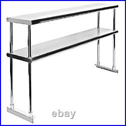 Commercial Stainless Steel Work Table with 2 Tier Overshelf