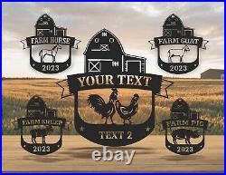Custom Farm Metal Art Sign Personalized with Your Name, 18-Gauge Steel