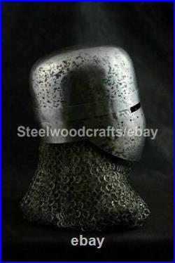 Custom SCA HMB 16 Gauge Steel Medieval Great Knight Helmet Pot Helmet