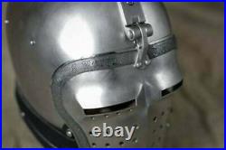 Custom SCA HNB 14 Gauge Steel Medieval Combat Italian Bascinet Longface Helmet