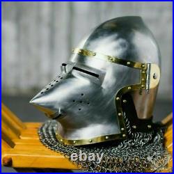 Custom SCA HNB 14 Gauge Steel Medieval Combat bascinet Hounskull Helmet