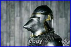 Custom SCA HNB 14 Gauge Steel Medieval Combat bascinet Hounskull Helmet