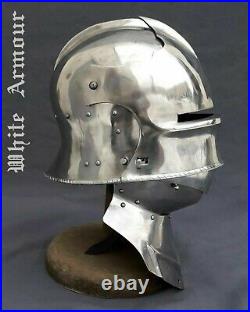 Custom SCA HNB 14 Gauge Steel Medieval Tournament Sallet Helmet With Bevor