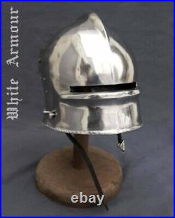 Custom SCA HNB 14 Gauge Steel Medieval Tournament Sallet Helmet With Bevor