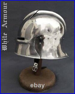 Custom SCA HNB 14 Gauge Steel Medieval Tournament Sallet Helmet With Bevor