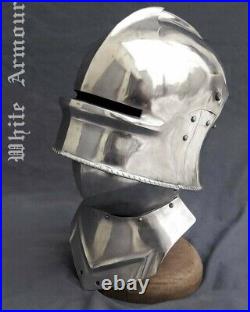 Custom SCA HNB 14 Gauge Steel Medieval Tournament Sallet Helmet With Bevor