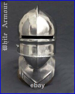 Custom SCA HNB 14 Gauge Steel Medieval Tournament Sallet Helmet With Bevor
