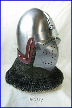 Custom SCA HNB 14 Gauge Steel Medieval klappvisier Bascinet Helmet PG55