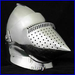 Custom SCA HNB 16 Gauge Steel Medieval Tournament Bascinet Helmet W aventail D