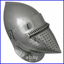 Custom SCA HNB 16 Gauge Steel Medieval Tournament Bascinet Helmet W aventail D