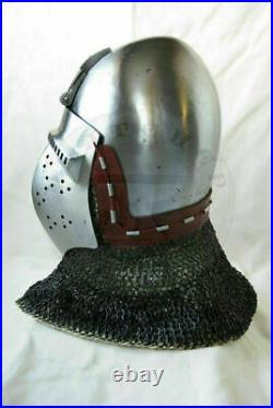 Custom SCA HNB 16 Gauge Steel Medieval klappvisier Bascinet Helmet w Aventail YA