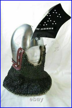 Custom SCA HNB 16 Gauge Steel Medieval klappvisier Bascinet Helmet w Aventail YA