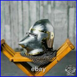 Custom SCA HNB 18 Gauge Steel Medieval Combat bascinet Hounskull Helmet