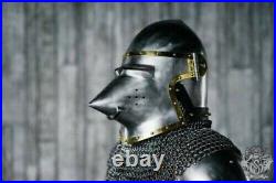 Custom SCA HNB 18 Gauge Steel Medieval Combat bascinet Hounskull Helmet