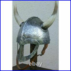 Details about 18 gauge Steel Medieval Knight Fantasy Horned Viking Helmet Hall
