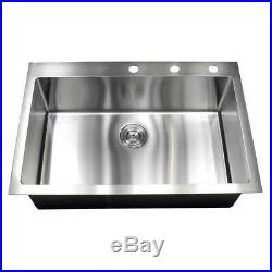 Drop-in Top Mount 16-Gauge Stainless Steel 33x 22x10 Single Bowl Kitchen Sink