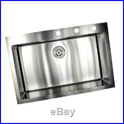 Drop-in Top Mount 16-Gauge Stainless Steel 33x 22x10 Single Bowl Kitchen Sink