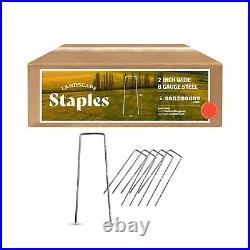 EXTRA WIDE Landscape Staples 8 Inch x 2 Inch SOD Pins Fabric 8 Gauge