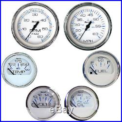 Faria Boat Marine Chesapeake Inboard Stainless Steel 6 Gauges Boxed Set White