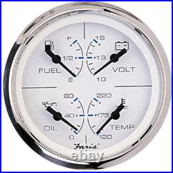 Faria Chesapeake SS White 4 Multifunction 4-in-1 Combination Gauge withFuel, Oil