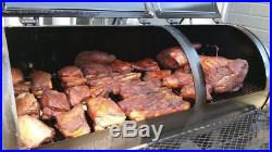 Flaming Coals Offset Smoker BBQ Meat Grill, 3-4mm steel, 3 Temperature Gauges