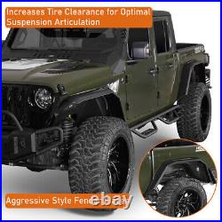 Flat Style Front & Rear Fender Flares Wheel Guards For Jeep Gladiator JT 20-24