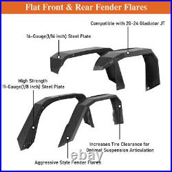 Flat Style Front & Rear Fender Flares Wheel Guards For Jeep Gladiator JT 20-24