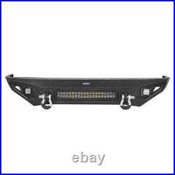 For 1984-2001 Jeep Cherokee XJ 11-Gauge Steel Front Bumper with 120W LED Light Bar