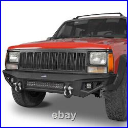 For 1984-2001 Jeep Cherokee XJ 11-Gauge Steel Front Bumper with 120W LED Light Bar