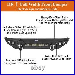 For 1984-2001 Jeep Cherokee XJ 11-Gauge Steel Front Bumper with 120W LED Light Bar