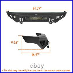 For 1984-2001 Jeep Cherokee XJ 11-Gauge Steel Front Bumper with 120W LED Light Bar