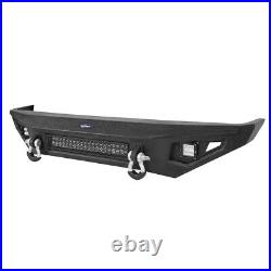 For 1984-2001 Jeep Cherokee XJ 11-Gauge Steel Front Bumper with 120W LED Light Bar