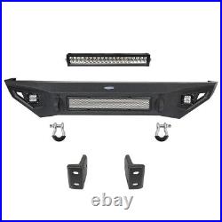 For 1984-2001 Jeep Cherokee XJ 11-Gauge Steel Front Bumper with 120W LED Light Bar