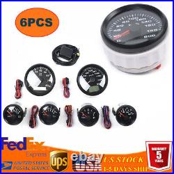 For Motorcycle, Truck, Boat Stainless Steel Six Watch Set Gauge Speedometer