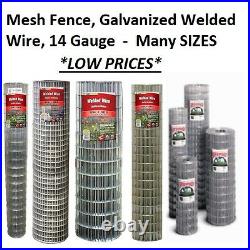Galvanized Welded Wire Mesh Cage Fence, 14 Gauge MANY SIZES & MESH OPTIONS