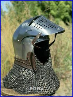 HMB 18 gauge Steel Medieval Roa Bascinet Helmet 18 Gauge Knight Viking Helmet