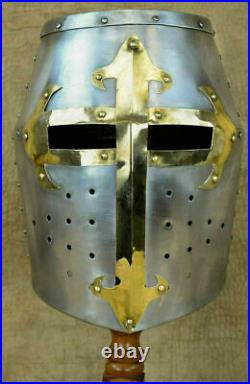 Halloween Medieval Knight Templar Helmet 18 Gauge Solid Helmet Steel Helmet Gift