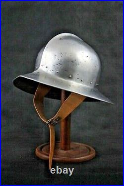 Hammered 18 Gauge Steel Medieval Blackened Kettle Helmet