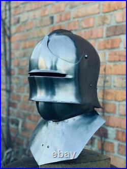 Handmade Medieval German Sallet Helmet 18 Gauge Steel LARP Armour Replica