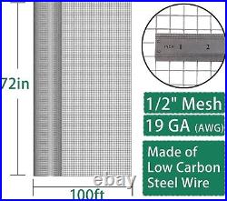 Hardware Cloth 1/2 inx72in x 100 ft 19 Gauge Hot Dip Galvanized After Welding