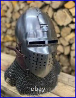 Helmet 16 Gauge Steel Medieval Roa Bascinet Helmet SCA Knight Armor Helmet