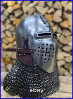 Helmet 16 Gauge Steel Medieval Roa Bascinet Helmet SCA Knight Armor Helmet