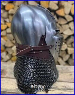 Helmet 16 Gauge Steel Medieval Roa Bascinet Helmet SCA Knight Armor Helmet