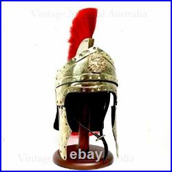 Helmet Roman IMPERIAL Gallic Centurion Helmet Italic Red Plume STEEL 18 Gauge