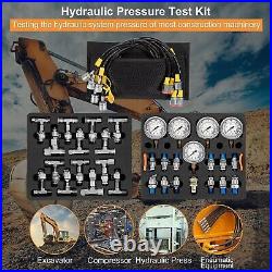 Hydraulic Pressure Test Kit 5 Gauges 5 Test Hoses 13 Couplings 14 Tee Connectors